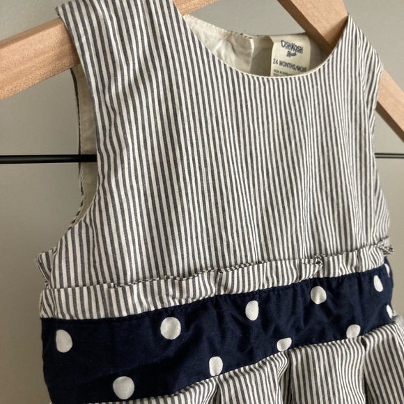 ❌SOLD OshKosh  Navy & White Striped Dress - Picture 2 of 6